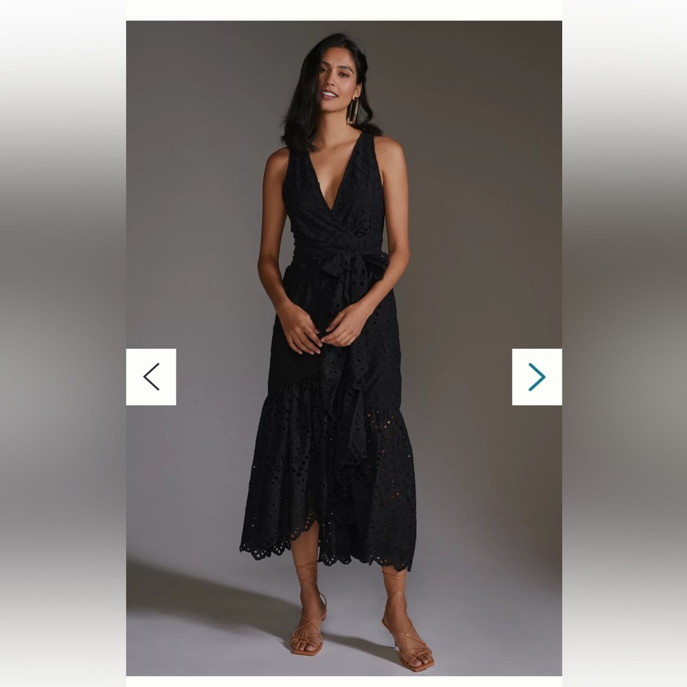 Anthropologie Maeve Eyelet Wrap Midi Dress